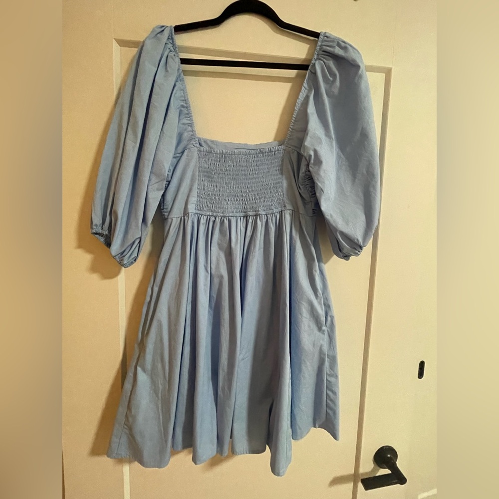 Abercrombie & Fitch Emerson Poplin Puff Sleeve Mini Dress SIZE Medium Tall - Picture 7 of 11